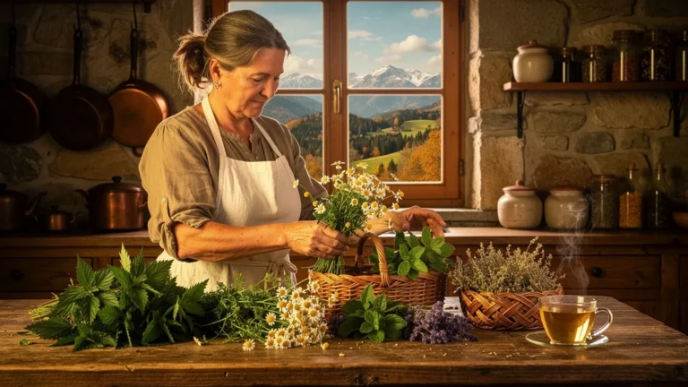 Tisanes maison aux plantes du Jura avec récoltes saisonnières et ambiance naturelle authentique