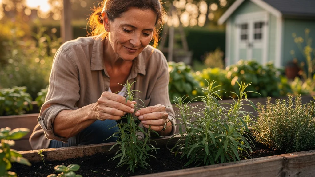 Découverte du tarragon frais du potager remplaçant le tarragon séché dans la cuisine